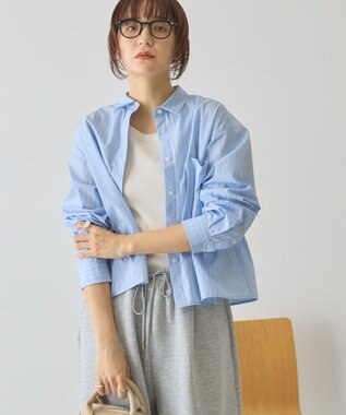 AMERICAN HOLIC 【イージーケア】ショート丈ストライプシャツ