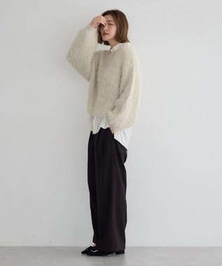 YECCA VECCA ラメシャギーボートネックニット Light Beige