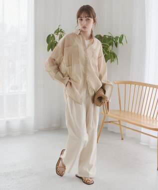 WEGO 【ANGIE VINTAGE】シアーシャツ ライトベージュ