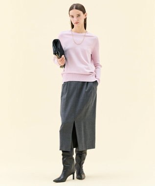 BEIGE， 【WEB限定・洗える】WILLOW / ストレッチクルーネックリブニット Lilac