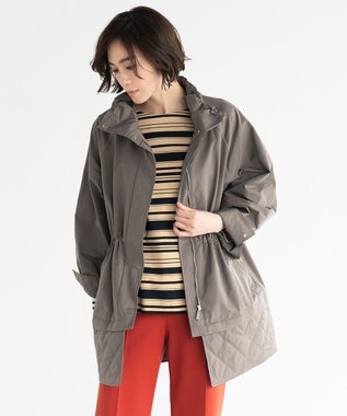 自由区 L 【撥水加工/洗える】キルトコンビアウター ダークブラウン系