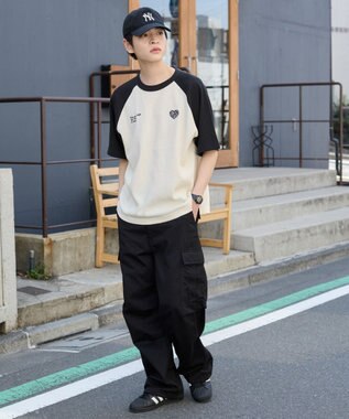 WEGO 【ユニセックス着用ITEM/MLサイズ展開】ワッフルラグランT（SS） オフホワイト