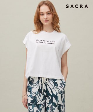 23区 【SACRA】フォールデッドライン ロゴカットソー ホワイト系