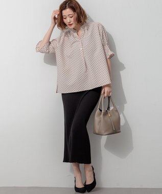 23区 L 【WEB&一部店舗限定/洗える】ドットプリント サッカー ブラウス ベージュ系