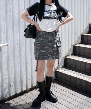 WEGO ヴィンテージウォッシュカーゴミニスカート 柄1