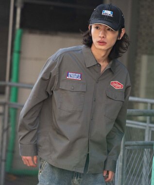 WEGO 【ユニセックス着用ITEM】ワッペンワークシャツ（LS） グレー