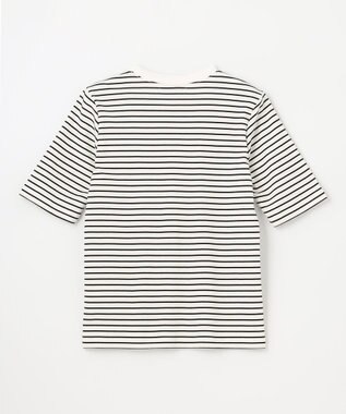 ANY L 【UVケア・接触冷感】コンパクトクルーネックＴシャツ オフ×ブラックボーダー