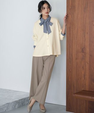 ANY SIS L ボウタイ付きビジュー シャツ シャンブレーブルー