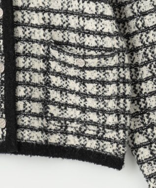 ANY SIS L 【洗える】襟付ツイード ジャケット ブラック系