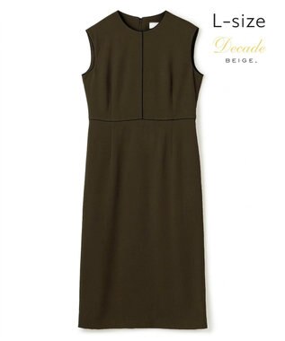 BEIGE， 【Lsize・セットアップ対応】CINDY / 配色ライン クルーネックドレス Brown ×Black