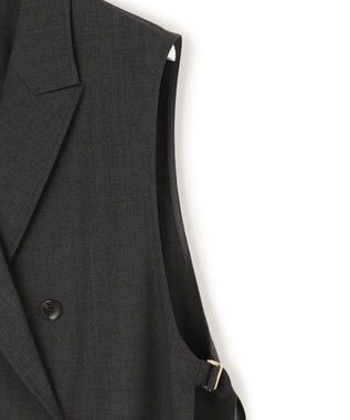 23区 【洗える】TWマットクロス テーラード ジレ チャコール系