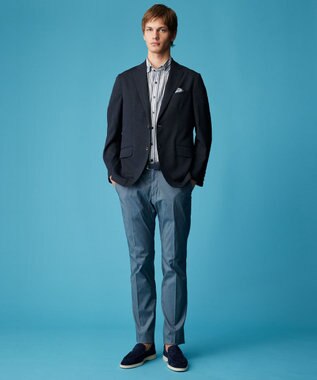 JOSEPH ABBOUD 【キングサイズ・洗える/速乾/防しわ/軽量/ストレッチ/JAPANファブリック】コンフォータブルレース ジャケット ネイビー系