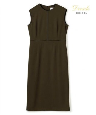 BEIGE， 【セットアップ対応】CINDY / 配色ライン クルーネックドレス Brown ×Black