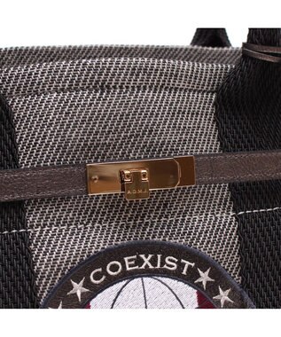 A.D.M.J. 【ファブリック】リネンラメクロス/前金具付トート32cm(Dカン＋)リネンラメクロス/前金具付トート40cm(Dカン＋) BLACK