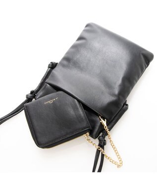LA BAGAGERIE ミニ財布付き サイドノットショルダー ブラック
