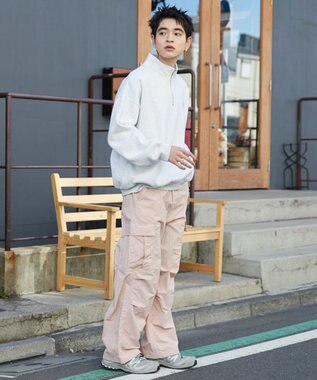 WEGO 【ウエストゴム/MLサイズ展開】ナイロンイージーカーゴパンツ ピンク