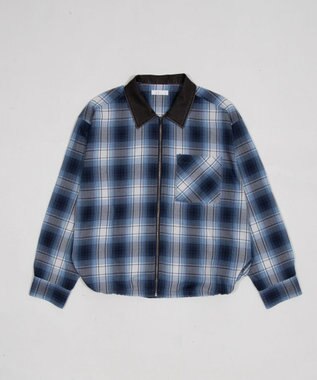 WEGO 【ユニセックス着用ITEM】オンブレチェックシャツジャケット ブルーチェック1