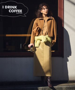 UNFILO アルパカシャギー Vネックカーディガン イエロー