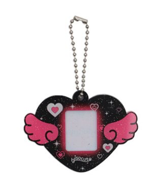 WEGO 【痛バ＆推し活グッズ】ハートエンジェルIDフォトケースキーホルダー ブラック