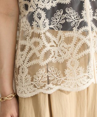Green Parks レース刺繍ベスト Ivory