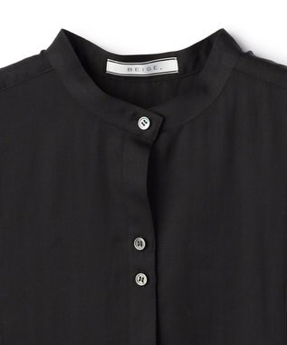 BEIGE， GOSHE / サテン切替 シアースタンドブラウス Black