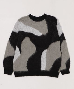 WEGO 【2025年秋冬新作】シャギーパターンニットBIGプルオーバー 柄1