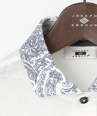 JOSEPH ABBOUD 【リネン素材/吸水速乾/日本素材】リネンハニカム ダディ ポロシャツ ホワイト×ペイズリー