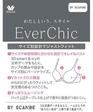 WACOAL ブラジャー サイズや体型特徴に合わせた設計 背中に段差がつきにくい アウターにひびきにくい レディース BXC410 /ワコール ブラック