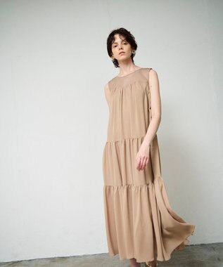 GRACE CONTINENTAL シアードレープマキシ キャメル
