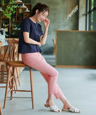 Tiaclasse 【UVケア・接触冷感】“あまラク” タックパフスリーブカットソートップス ネイビー