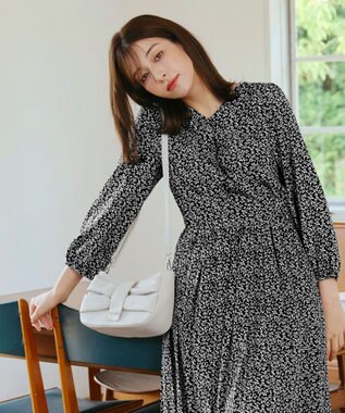 Tiaclasse 【洗える・新色追加】パフスリーブプリーツワンピース ブラック