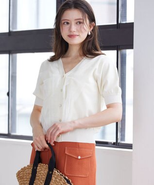 Feroux 【ご好評につき今季も登場！】チュールコンビパフスリーブ ニット