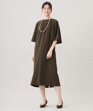 自由区 L 【カタログ掲載・洗える】ドレープスリーブ ワンピース モカ
