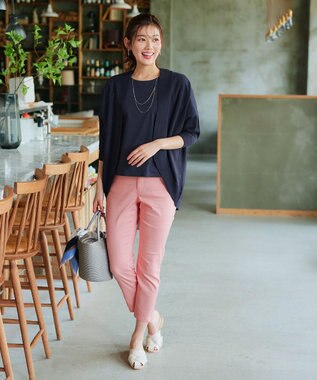 Tiaclasse 【UVケア・接触冷感】“あまラク” タックパフスリーブカットソートップス ネイビー