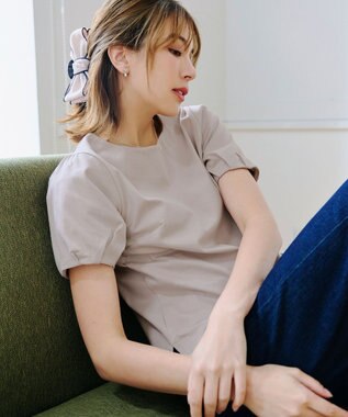 Tiaclasse 【UVケア・接触冷感】“あまラク” タックパフスリーブカットソートップス グレージュ