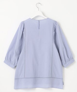 自由区 【洗える・XSサイズあり】ジオメトリックエンブロイダリー ブラウス ダルブルー系