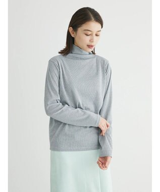 Green Parks ラメリブタートルカットソー Gray