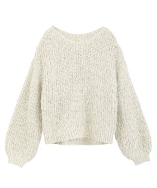 YECCA VECCA ラメシャギーボートネックニット Light Beige