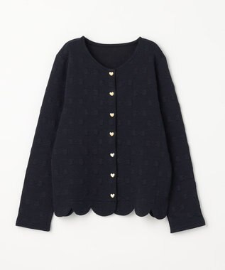 ANY KIDS リボン ジャガード カーディガン ネイビー