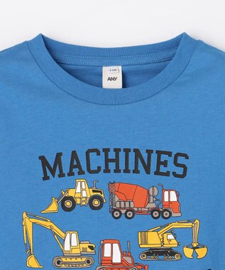 ANY KIDS 【洗濯機可能】はたらく車プリント 半袖Tシャツ ブルー