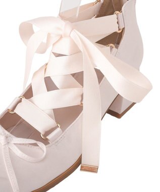 Maison de FLEUR レースアップサテンパンプス Light Pink