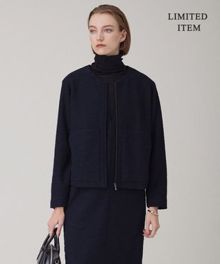 ICB 【WEB限定・洗える】 ツイードインレイ ブルゾン ネイビーブルー系