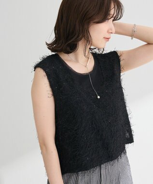 Green Parks フェザーヤーンショートベスト Black