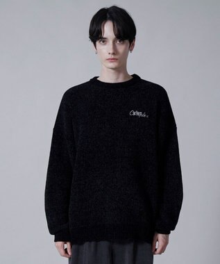 WEGO ベロアモールワンポイントプルオーバー ブラック