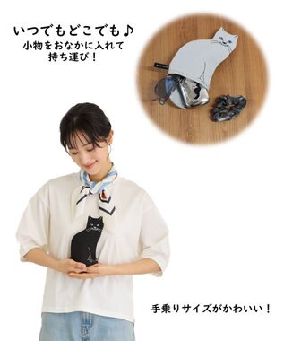 ROOTOTE 1117【ネコポーチ】EU.ウイズルー.オスワリネコ-A 03：クロ