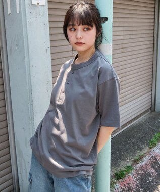 WEGO 【ユニセックス着用ITEM/MLサイズ展開】リラックスフィットヘンリーネックT（SS） 柄1