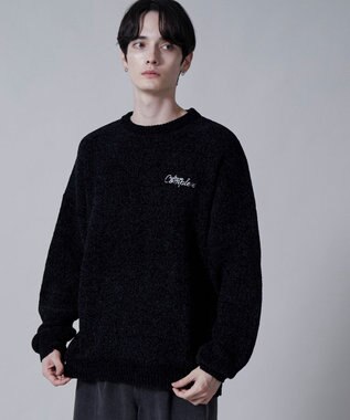 WEGO ベロアモールワンポイントプルオーバー ブラック
