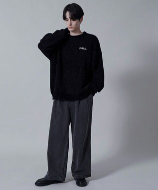 WEGO ベロアモールワンポイントプルオーバー ブラック