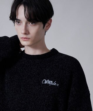 WEGO ベロアモールワンポイントプルオーバー ブラック