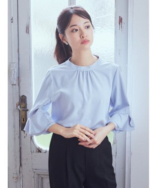 earth music&ecology ラッフル７分袖ブラウス Sax